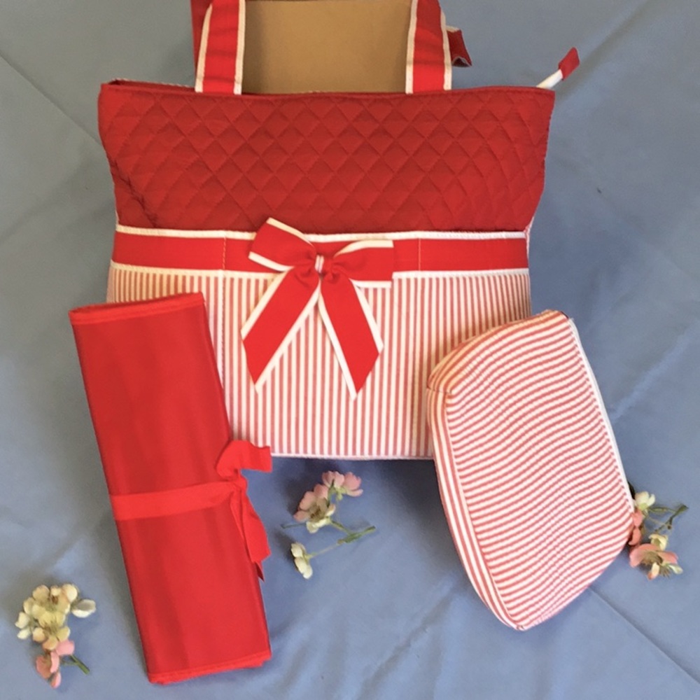 Red Striped 3 pcs Diaper Bag NWT